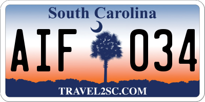 SC license plate AIF034