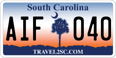 SC license plate AIF040