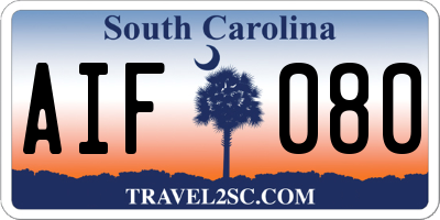 SC license plate AIF080