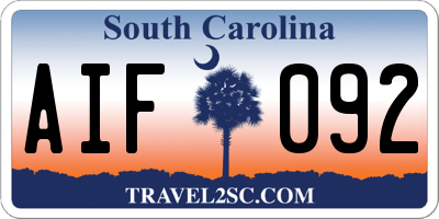 SC license plate AIF092