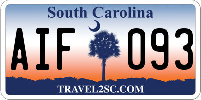SC license plate AIF093