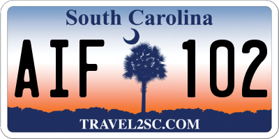 SC license plate AIF102