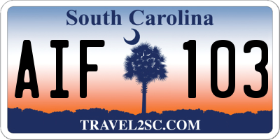 SC license plate AIF103