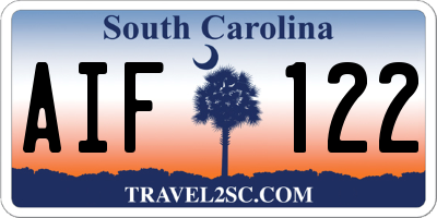 SC license plate AIF122