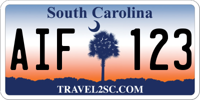SC license plate AIF123