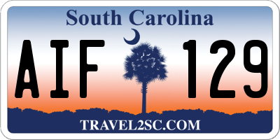 SC license plate AIF129