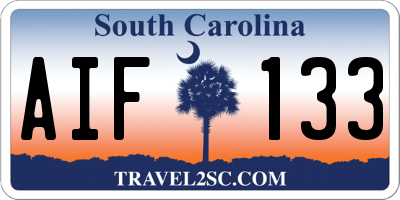 SC license plate AIF133