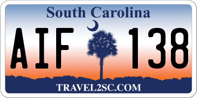 SC license plate AIF138