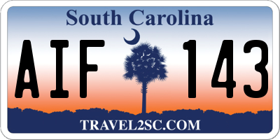 SC license plate AIF143