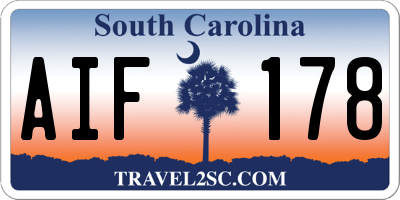 SC license plate AIF178