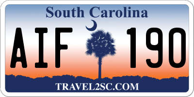 SC license plate AIF190