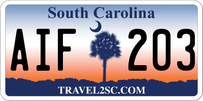 SC license plate AIF203