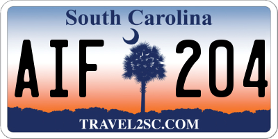 SC license plate AIF204