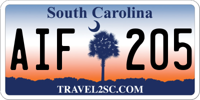 SC license plate AIF205