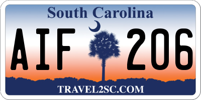 SC license plate AIF206