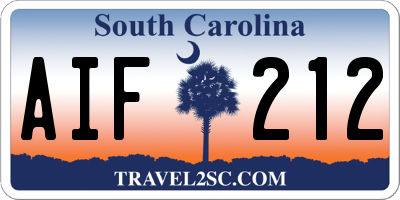 SC license plate AIF212
