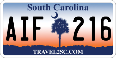 SC license plate AIF216