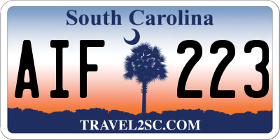 SC license plate AIF223