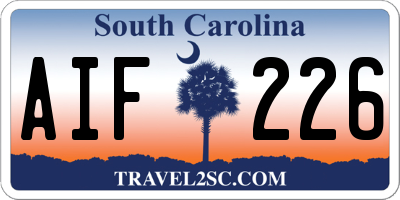 SC license plate AIF226