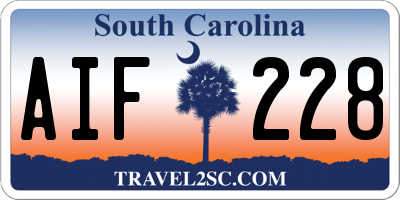 SC license plate AIF228