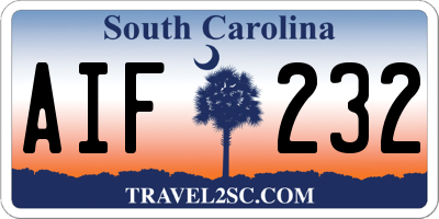 SC license plate AIF232
