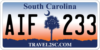 SC license plate AIF233