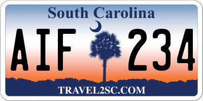 SC license plate AIF234