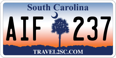 SC license plate AIF237