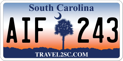 SC license plate AIF243