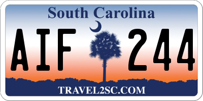 SC license plate AIF244