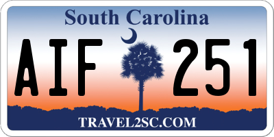 SC license plate AIF251