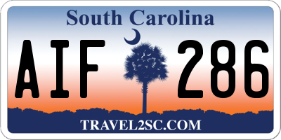 SC license plate AIF286