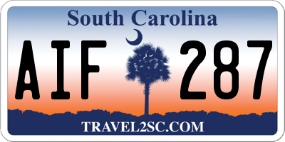 SC license plate AIF287