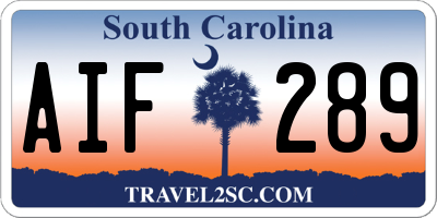 SC license plate AIF289