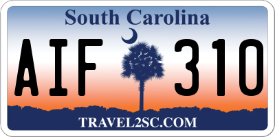 SC license plate AIF310