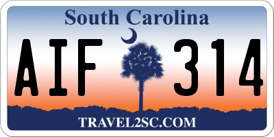 SC license plate AIF314