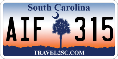 SC license plate AIF315