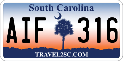 SC license plate AIF316