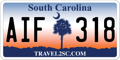 SC license plate AIF318