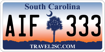 SC license plate AIF333
