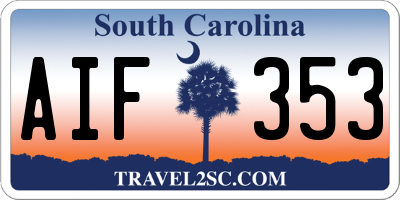 SC license plate AIF353
