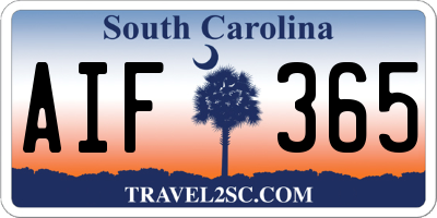 SC license plate AIF365