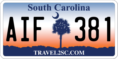 SC license plate AIF381