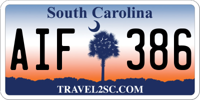 SC license plate AIF386