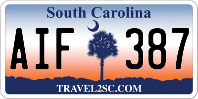 SC license plate AIF387