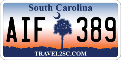 SC license plate AIF389