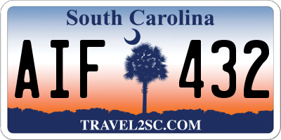 SC license plate AIF432