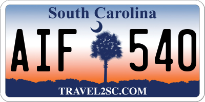 SC license plate AIF540