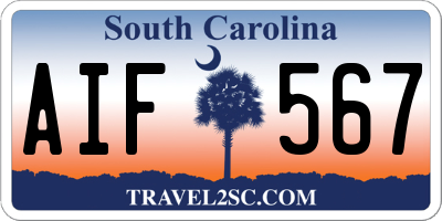 SC license plate AIF567