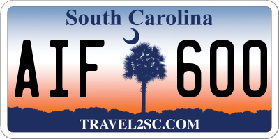 SC license plate AIF600